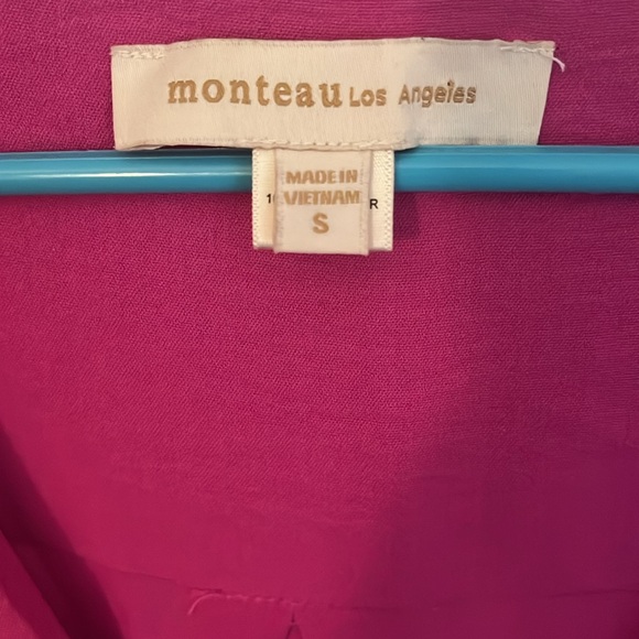 Monteau Los Angeles fuchsia pink vneck dress. Sz S - Picture 5 of 5